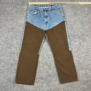 Pro Gear Jeans Mens Size‎ 38X30 Blue Brown Two Tone Panel Denim Straight Casual